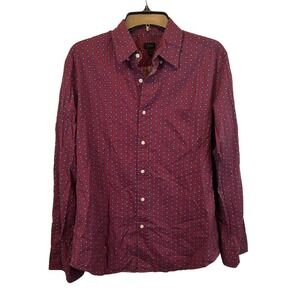 J. Crew Men's Red Floral Print Button Up Shirt Size‎ M